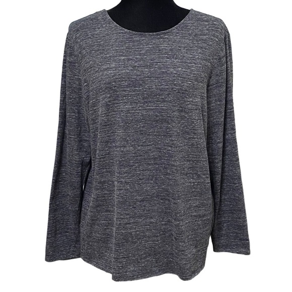 Pure Jill Charcoal Gray Twist Back Long Sleeve V Neck Knit Top Size Large - Picture 2 of 9